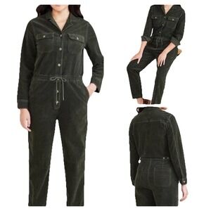 NWT Dockers Military Green Size M Corduroy Long Sleeve Utility Jumpsuit $109